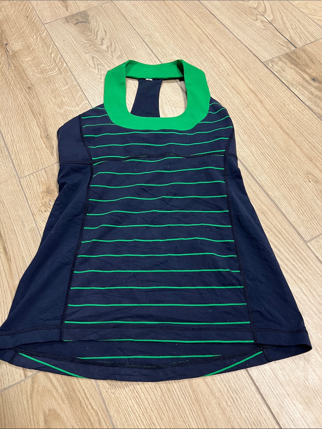 Lululemon Scoop Neck Tank *Luon Light Slalom Stripe Inkwell / Green Bean